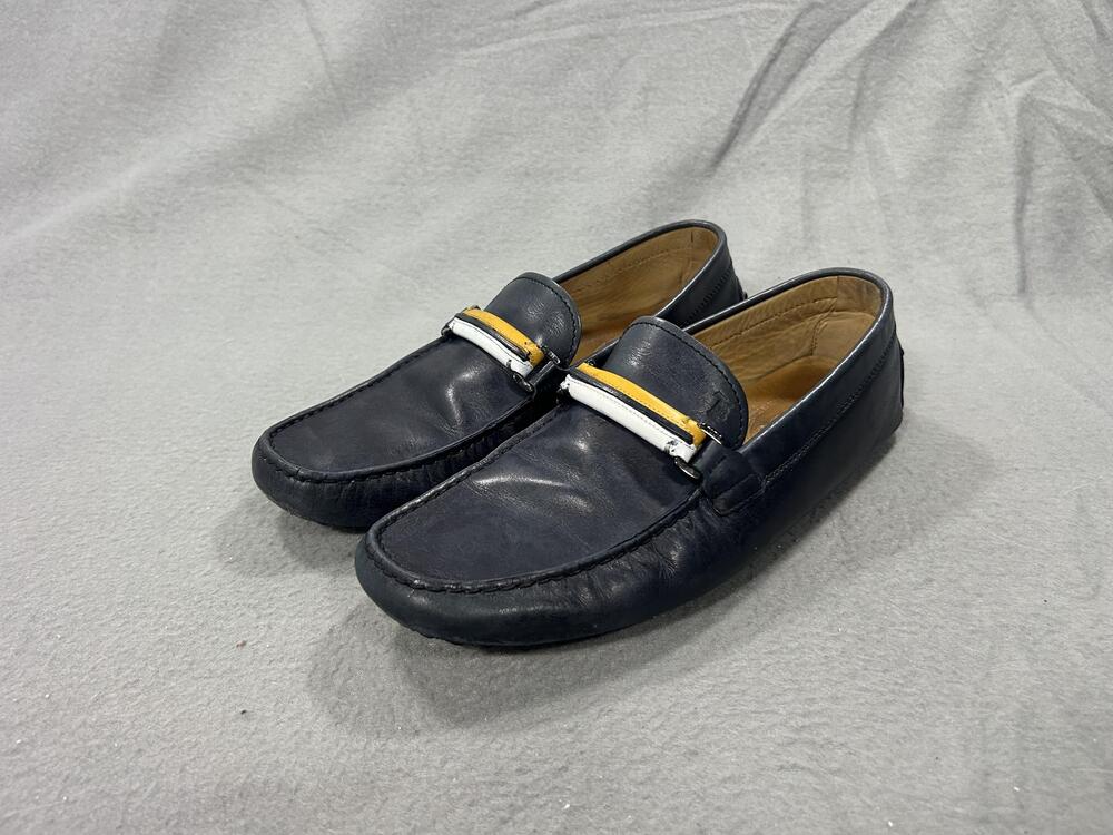 Tod's Shoes Mens Size 8 Blue Leather Driving Loafers Gommino Italy Slip On
